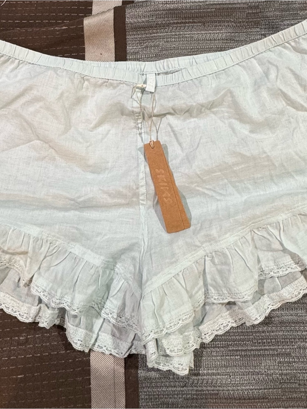 SKIMS Light Mint Ruffle-Trim Lounge Shorts